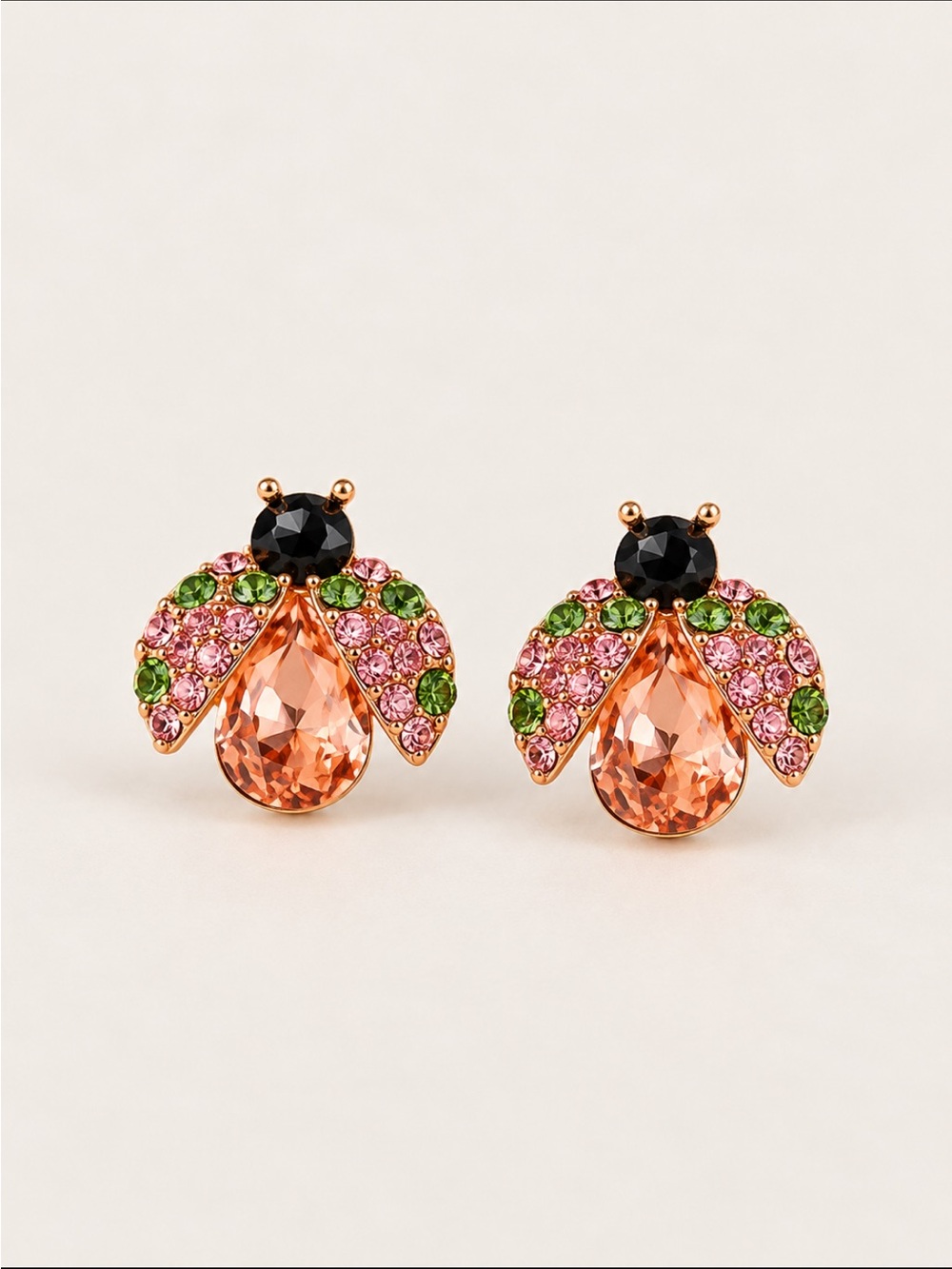 New! Bee Rhinestone Colorful Post Earrings NWOT
